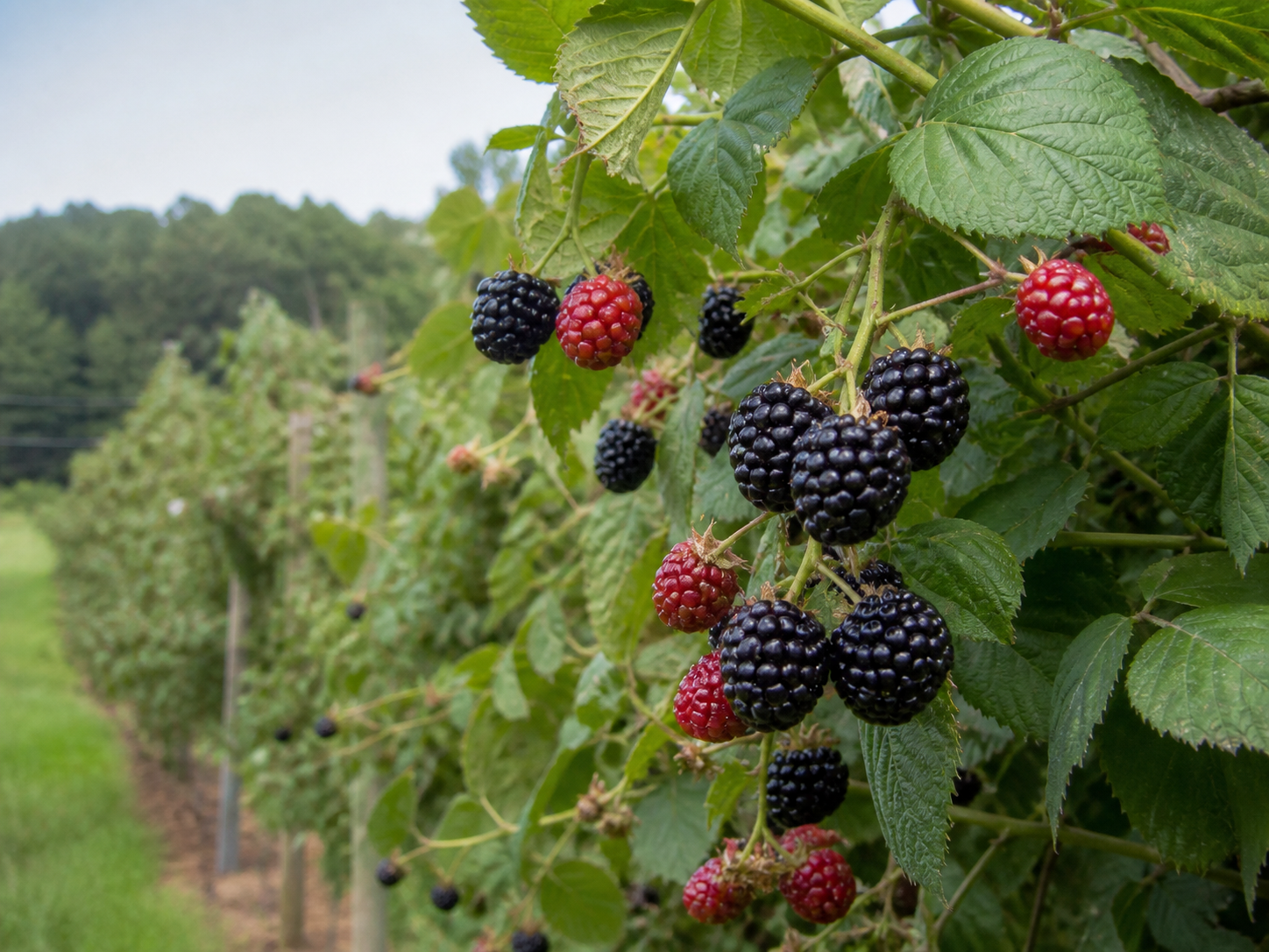 Ripe blackberries growing at Clark DuBignon Farm